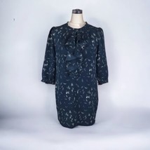 Silence &amp; Noise Womens Shirt Size Medium Ruffle Tunic Top Blue Beige 3/4 Sleeve - £13.08 GBP