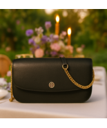 NEW Tory Burch Robinson Black Leather Chain Wallet/MINI Shoulder/Crossbo... - $5,439.16 MXN