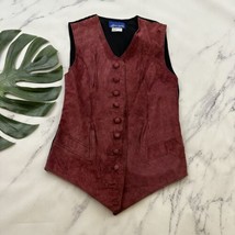 She Said Womens Vintage 90s Suede Leather Vest Size S Dark Red Western I... - $32.66