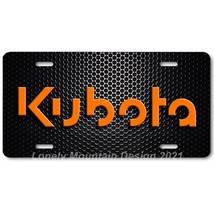 Kubota Inspired Art Orange on Black Mesh FLAT Aluminum Novelty License T... - £14.06 GBP