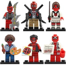 6pcs/set Doctor Deadpool Rapper Deadpool Shepool Bob Ross Minifigures Toys - £12.74 GBP