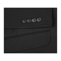 Men RENOIR suit Solid Two Button Business, Formal Slim Fit 2110-1 Black Stretchy image 5
