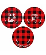 Melamine Black and Red Buffalo Check Christmas Charger Plates 13 in. - $3.50