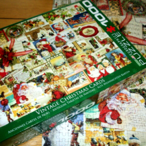 Jigsaw Puzzle 1000 Pieces Vintage Christmas Cards Colorful Art Collage Complete - $14.84