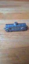 Vintage Tootsie Toy 3&quot; Texaco Train Tanker Car Silver Metal - $9.89