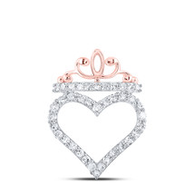 10K ROSE GOLD ROUND DIAMOND CROWN HEART NICOLES DREAM COLLECTION PENDANT 1/ - £188.10 GBP