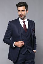 Men 3pc European Vested Suit WESSI J.VALINTIN Extra Slim Fit JV23 Navy Striped image 7