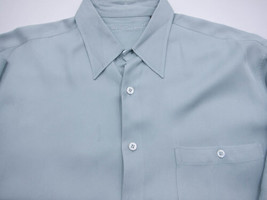 GORGEOUS Tori Richard 100% Silk Light Teal Blue Short Sleeve Shirt L - £35.13 GBP