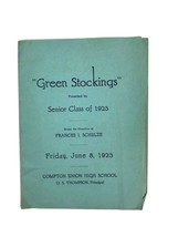 1923 Compton Union High School Los Angeles Green Stockings Theater Program  - £18.11 GBP