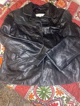 VALERIE STEVENS New Zealand Lambskin Midnight Black Leather Jacket Size M - $24.75