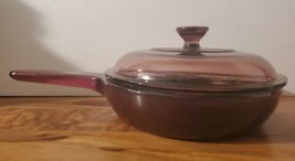 Corning Ware Visions Cranberry 7-1/4” Non Stick Pan Teflon W/Lid V 1.5 C  VTG - £29.33 GBP