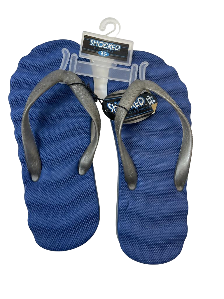 Shocked Boy&#39;s Cushion The Insole Flip-Flops With Contrast Blue Black, XL... - $13.74