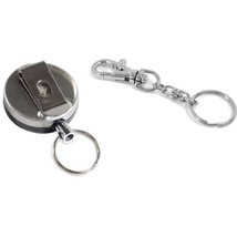  Metal Retractable Badge Reel Holder Steel Cord Belt Clip key Ring Kit  - £8.13 GBP