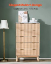 VEVOR 5 Fluted Drawer Dresser, Wooden Chest of Drawers with Sliding &amp; An... - $5,256.60 MXN