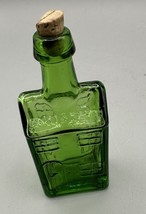 Miniature Bottle Green Shaped Like House E.C. Booze Wheaton with Cork No Chips - $20.53