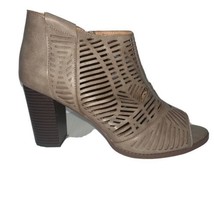 Report Aquarium Taupe / Brown Open Toe Lazer Cut Zip Ankle Bootie Shoe S... - £22.53 GBP