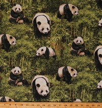 Cotton Panda Bear Bamboo Animals Wildlife Jungle Fabric Print byYard D474.36 - £9.41 GBP