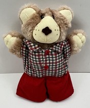 Vintage CPK Furskins Mini Stuffed Teddy Bear Plush Red Plaid Shirt/Shorts 6.5&quot; - £6.23 GBP