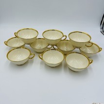 Lenox Tuxedo Gold J-33 Porcelain USA Tea Cups 10 Pieces - $67.50