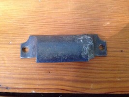 Vintage Antique Black Cast Iron Metal Rectangular Drawer Cup Pull Handle... - £31.62 GBP
