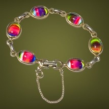 Vintage 1960s Sarah Coventry Bracelet HARMONY Rainbow Art Glass 7.5&quot; - £19.65 GBP