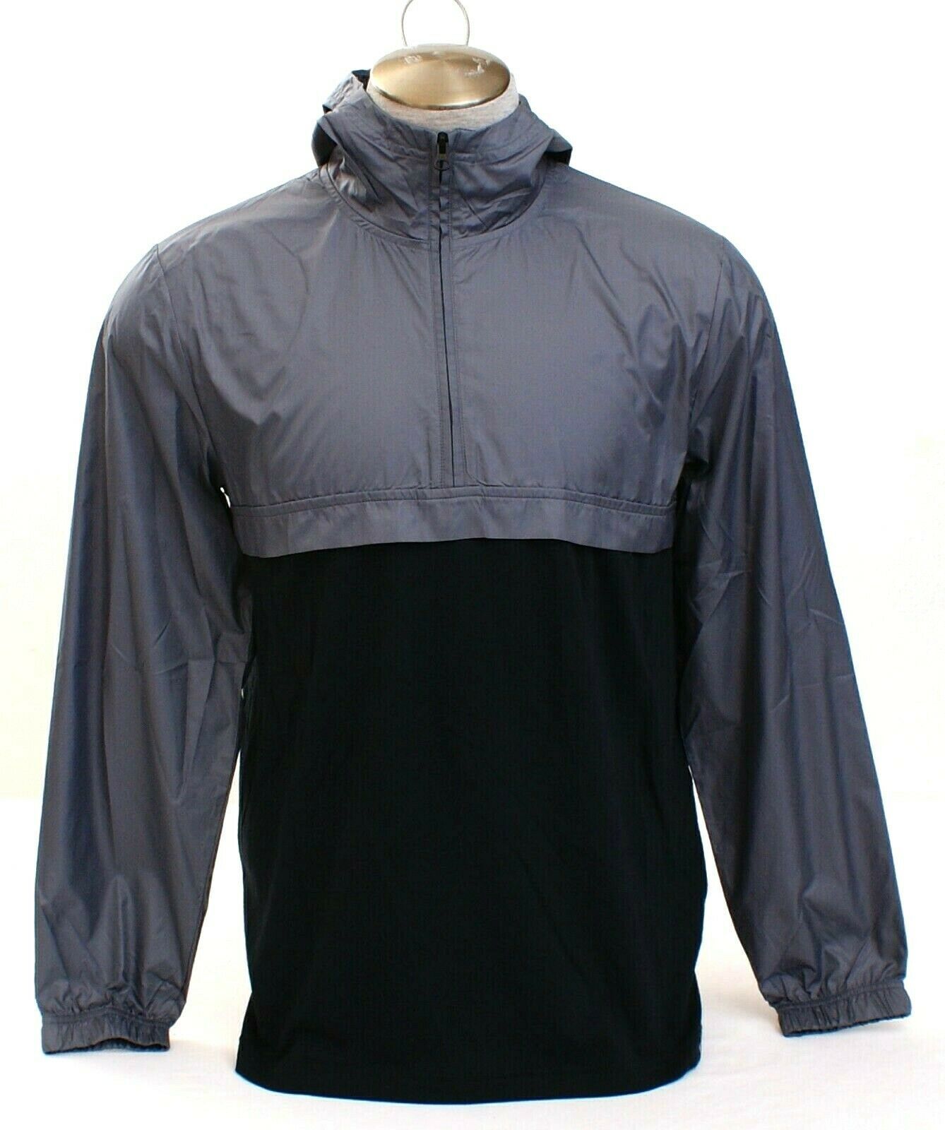 Under Armour Gray &amp; Black 1/2 Zip Lightweight Hooded Wind Jacket Hoodie ... - $44.99