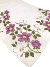 Vtg 1950s Handkerchief Hanky White Purple Yellow Floral Flowers Delicate... - £14.59 GBP