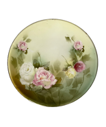 Vintage RS Germany Hand Painted Salad Plate Green Rose Floral Pattern 8.5&quot; - £20.11 GBP