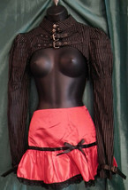 pHAZE Gothic Skirt-RED SATIN, WITH BLACK LACE,ELASTIC WAIST.SIZE8UK - $34.75