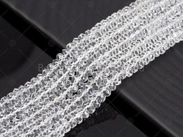 High Quality Genuine Clear Quartz Rondelle Special Cut Beads, 3x6mm/4x7mm - $12.00+