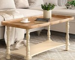 French Country Coffee Table, 40&#39;&#39; Farmhouse Rustic Unfinished Wood Tray ... - £231.96 GBP