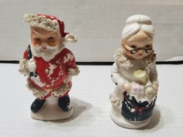 Vintage Inarco Spaghetti Santa and Mrs Claus Salt and Pepper Shakers Stoppers - £18.18 GBP