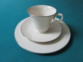 Compatible with Lenox China Trio Cup Saucer Special Patter Silver Rim an... - $46.05