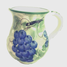 Ceramiche Jug Pitcher 6&quot; Grapes Leaves Handpainted BIANCONI PIETRO Ceramic Italy - £14.38 GBP