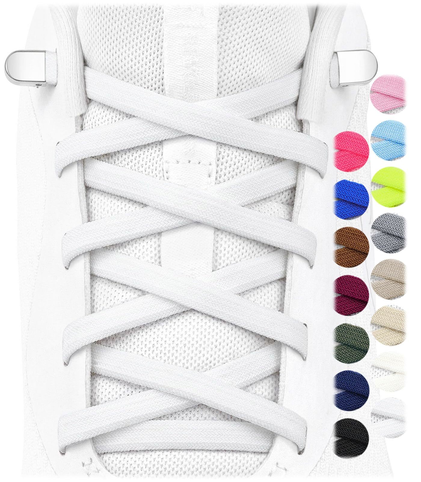 Stepace 2 Pairs Elastic No Tie Shoe Laces for Kids and Adults Sneakers, Stretch