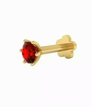 3 mm Solitaire Red Ruby Nose Lip Tragus Piercing Screw Stud 14k Yellow Gold Gift - £46.35 GBP