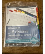 Office Depot 1-8 Dividers W/ Printable Table Of Contents 6 Sets - $25.62