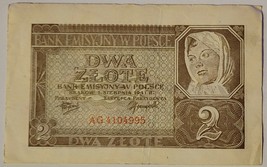 POLAND 2 ZLOTE BANKNOTE 1941 RARE NOTE XF CONDITION  - $12.16