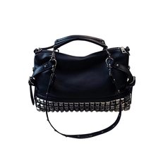 New Large Capacity Lady Rivet Metal Bud PU Leather Handbag Leisure School Bag Si - £69.97 GBP
