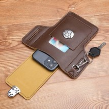 Vintage Leather Waist Bag Cellphone Loop Holster Mens Belt Bag Phone Pouch Walle - £19.37 GBP