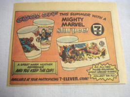 1977 Color Ad Mighty Marvel Slurpee at 7 Eleven Spider-Man, Fantastic Four - £6.28 GBP