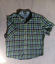 US Polo Assn XL Green Blue &amp; White Checked Men&#39;s Short Sleeve Button Dow... - €7,66 EUR