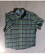 US Polo Assn XL Green Blue &amp; White Checked Men&#39;s Short Sleeve Button Dow... - $12.43 CAD
