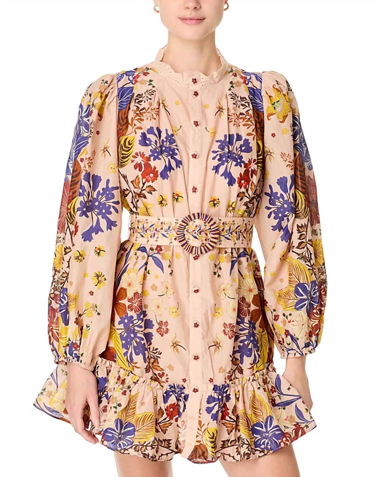 Farm Rio Beauty Bouquet Puff Sleeve Mini Dress Size L - $147.37 CAD