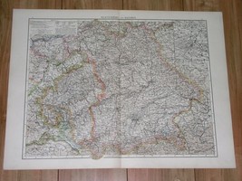 1896 Original Antique Map Of Bavaria Bayern Württemberg Munich Stuttgart Germany - £23.54 GBP