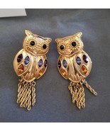Disaya Owl Earrings Vintage 2095 With Box Receipt Possibly New Gold Crys... - $683.85 CAD