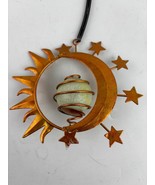 Sun and Moon Metal Hanging Decoration with Crystal Ball, Astrologic Insp... - $15.00