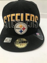 59FIFTY Pittsburgh Steelers New Era Hat Fitted Cap Sz 7 3/4 NFL Black &amp; ... - £21.82 GBP