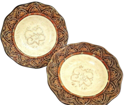 Susan Winget Certified International Brown and Tan Bowls 8.5&quot; Set Of 2 - £14.73 GBP