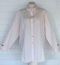 NWT Chico&#39;s 3 XL Peekabo Nelani Long Sleeve Pink Delicacy Cotton Shirt Blouse - £22.57 GBP